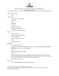 Approved Events List