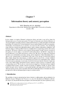 Chapter 7 Information Theory and Sensory Perception