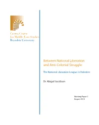 Crown Center Working Paper: Between National Liberation And