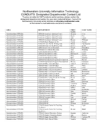 Designated Departmental Contact List