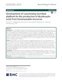 Development of a Promising Microbial Platform for the Production of Dicarboxylic Acids from Biorenewable Resources