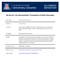 On the Air: an Intersemiotic Translation of Ovid's Heroides