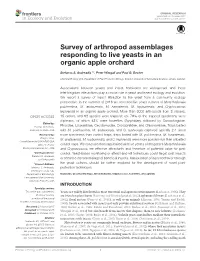 Survey of Arthropod Assemblages Responding to Live Yeasts in an Organic Apple Orchard