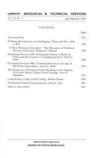 Tibrary Resources & Technicat Services