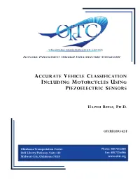 Accurate Vehicle Classification Including Motorcycles Using Piezoelectric Sensors