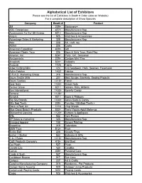 Alphabetical List of Exhibitors