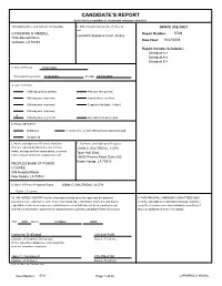 Candidate's Report