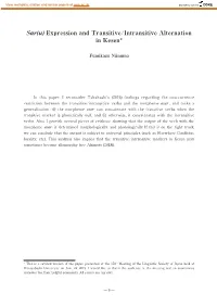 Expression and Transitive/Intransitive Alternation in Kesen*