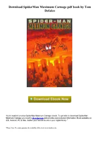 Maximum Carnage Pdf Book by Tom Defalco