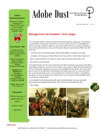 Message from the President—Chris Vargas