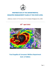 Preparation of the Departmental Disaster Management Plans at the State Level