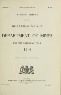 Summary Report of the Geological Survey for the Calendar Year 1911