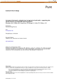 Conceptual Framework Underpinning Management of Soil Health