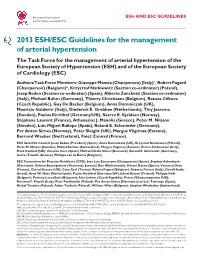 ESH/ESC Guidelines for Themanagement of Arterial