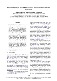 Evaluating Language Models for the Retrieval and Categorization of Lexical Collocations