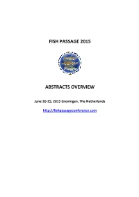 Fish Passage 2015 Abstracts Overview