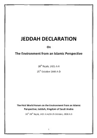 JEDDAH DECLARATION on the Environment from an Islamic