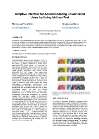 Adaptive Interface for Accommodating Colour-Blind Users by Using Ishihara Test