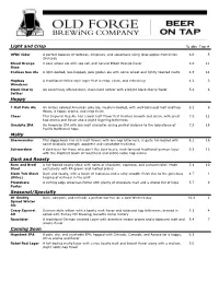 OFBC Pub Beer Menu