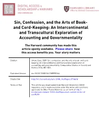 Sin, Confession, and the Arts of Book- and Cord-Keeping: an Intercontinental and Transcultural Exploration of Accounting and Governmentality