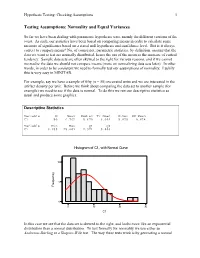 Testing Assumptions: Normality and Equal Variances