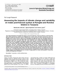 Assessing the Impacts of Climate Change and Variability on Maize Post-Harvest System at Kongwa and Kondoa District in Tanzania