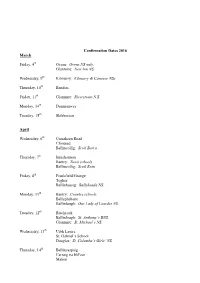 Confirmation Dates 2016 March