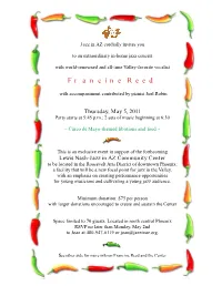 Francine Reed X with Accompaniment Contributed by Pianist Joel Robin