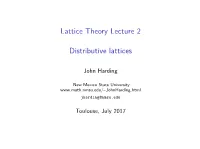 Lattice Theory Lecture 2 Distributive Lattices