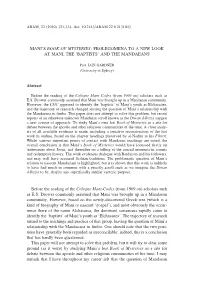 Mani's Book of Mysteries: Prolegomena to a New Look