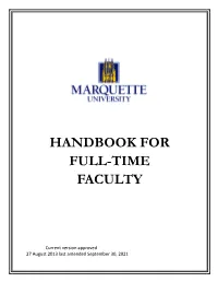 Marquette University Handbook for Full-Time Faculty