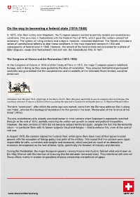 On the Way to Becoming a Federal State (1815-1848)