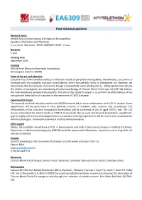 Post-Doctoral Position