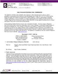 SAN JOAQUIN REGIONAL RAIL COMMISSION This Agenda Shall Be Made Available Upon Request in Alternative Formats to Persons with A