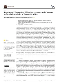 Sorption and Desorption of Vanadate, Arsenate and Chromate by Two Volcanic Soils of Equatorial Africa