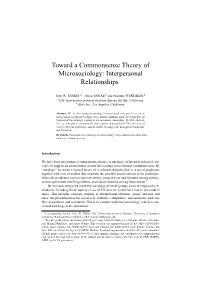Toward a Commonsense Theory of Microsociology: Interpersonal Relationships