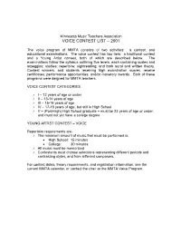 Voice Contest List – 2001