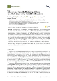 And Multi-Layer Mos2 Field Effect Transistor