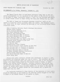 Export-Import Bank of Washington Press Release For
