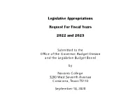 Legislative Appropriations Request for Fiscal Years 2022 and 2023