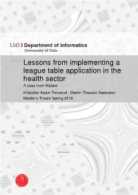 Lessons from Implementing a League Table Application in the Health Sector