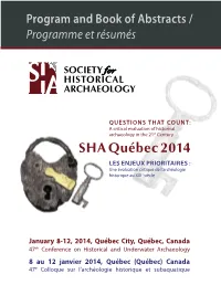 Program and Book of Abstracts / Programme Et Résumés