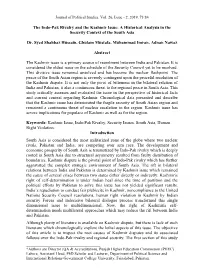 The Indo-Pak Rivalry and the Kashmir Issue: a Historical Analysis in the Security Context of the South Asia