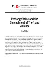 Exchange-Value and the Concealment of Theft and Violence