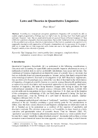 Laws and Theories in Quantitative Linguistics