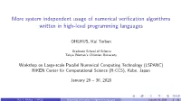 More System Independent Usage of Numerical Verification Algorithms