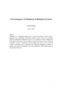 The Emergence of Modularity in Biological Systems