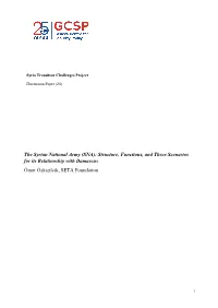 The Syrian National Army (SNA): Structure, Functions, and Three Scenarios for Its Relationship with Damascus Ömer Özkizilcik, SETA Foundation