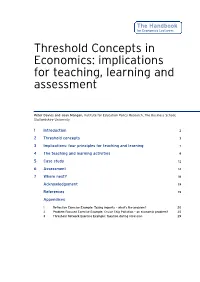 Threshold Concepts in Economics: Implications for Teaching, Learning and Assessment