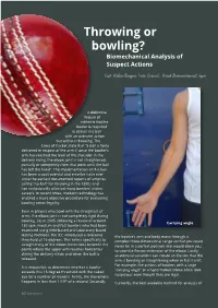 Throwing Or Bowling? Biomechanical Analysis of Suspect Actions